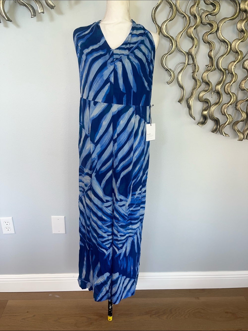 Blue Abstract Tie-Dye Romper NWT Size Large By Bella Dahl